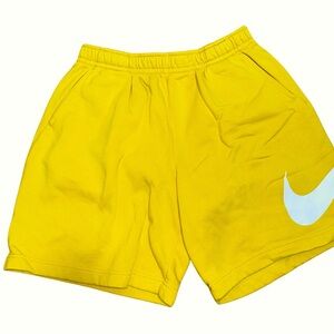 Nike Bright Yellow Athletic Shorts with White Swoosh